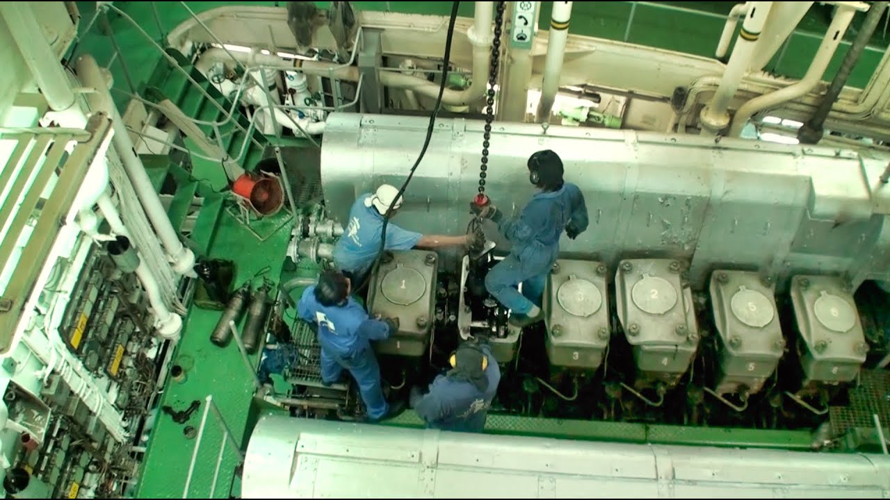 Ship engine repair, changing outlet valves YouTube
