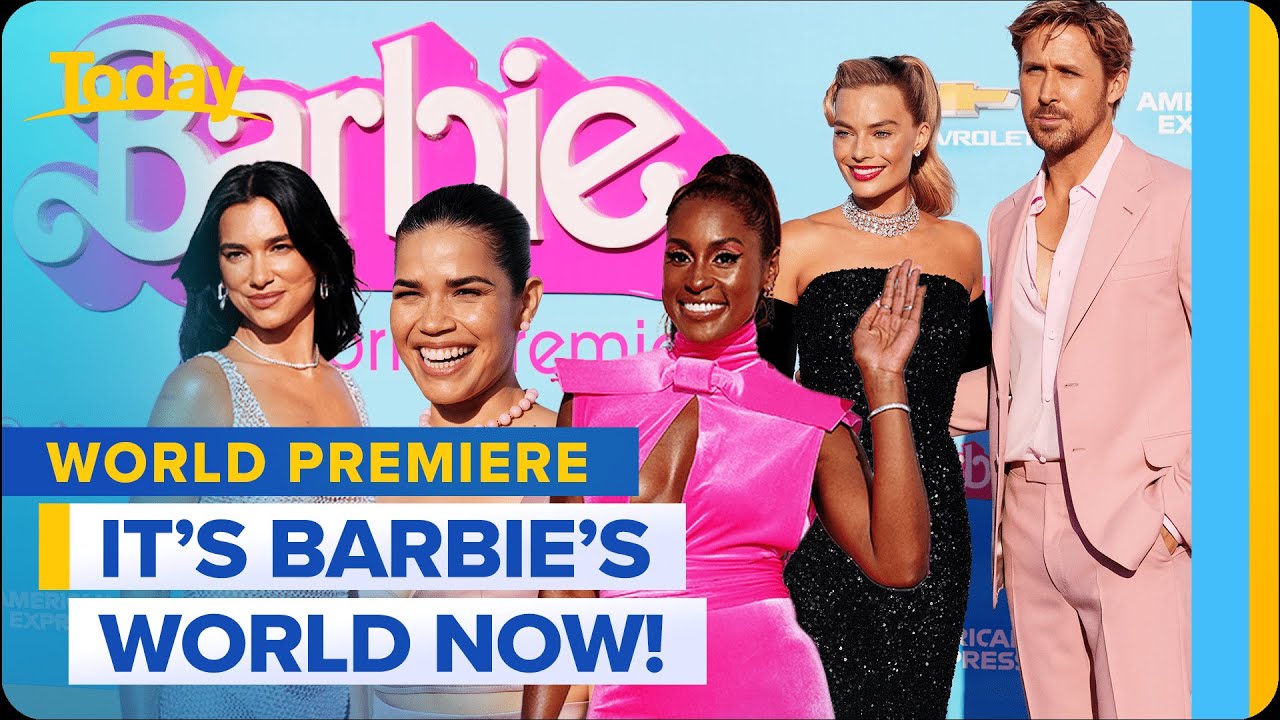 Margot Robbie and Ryan Gosling hit pink carpet for Barbie world ...