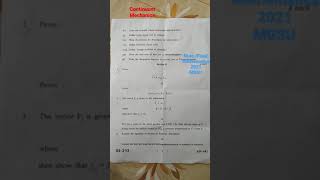 Continuum Mechanics paper 2021 (MGSU bikaner M.sc. final year )