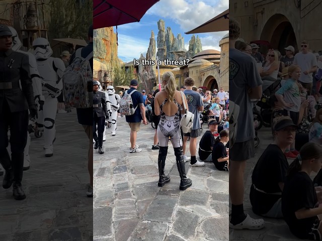 Stormtroopers looking for a rebel spy on Batuu #stormtrooper #starwars #disney #vacation class=