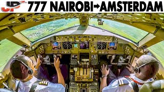 BOEING 777 Nairobi to Amsterdam  Full Flight | 3hr Film + All Pilot Presentations