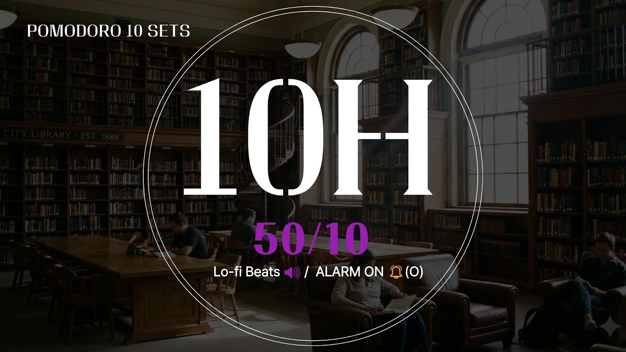 10 Hour Study Timer 50/10 | Lofi Focus & Jazz Break | Deep Work Playlist