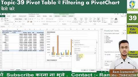 Excel Pivot Topic 39 Pivot Table में Filtering a PivotChart कैसे करे