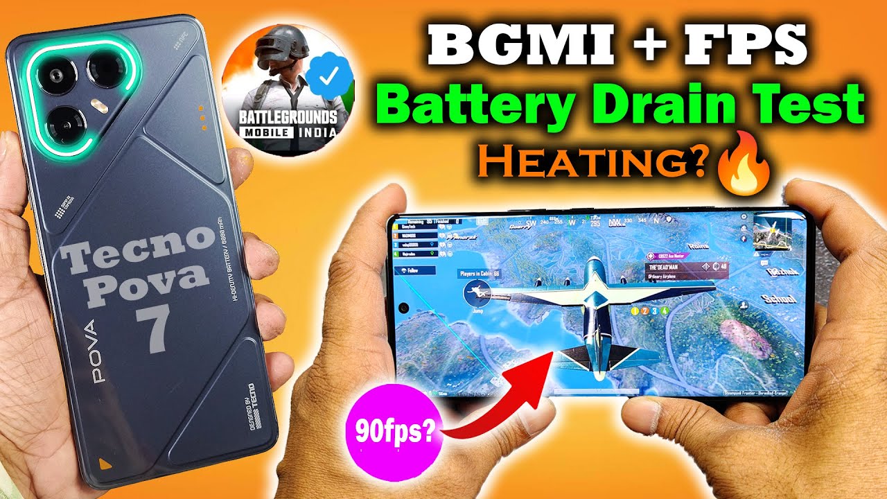 Tecno Pova 7 5G BGMI Test With FPS Meter | BGMI Graphics Setting | Tecno Pova 7 Battery Test