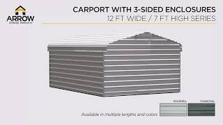 Take a 360 Tour of the Arrow Carport with NEW 3-Sided Enclosure, 12 ft. x 7 ft.