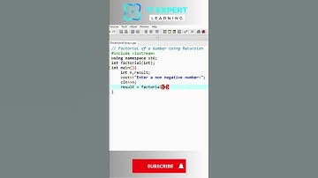 Factorial of a number using Recursion in C++ | #itexpertlearning #ytshorts #c #coding #cpp #shorts