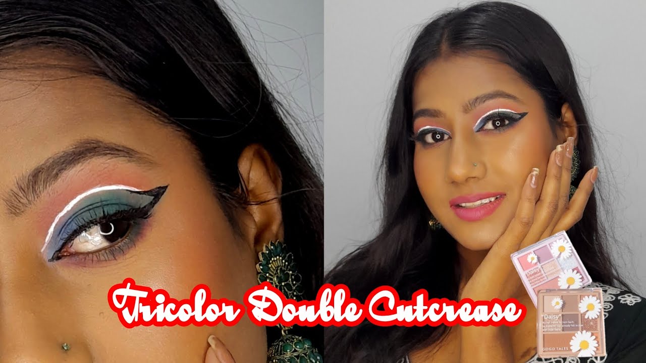 🧡💙💚 Tricolor eyes for Republic Day 🇮🇳Double Cut Crease |  Tutorial ✨