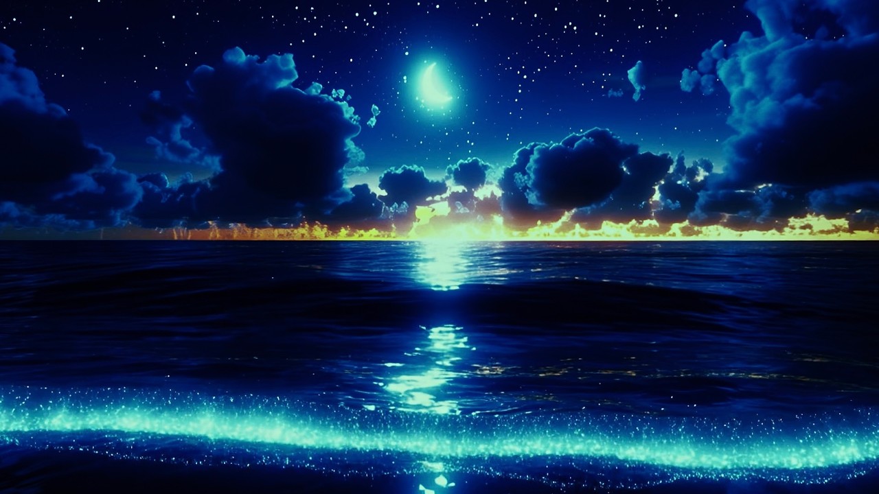 Dark Screen Night Ocean | Calm Soundscape | Brain  Rest