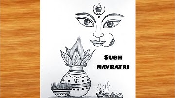 shubh navratri drawing easy || Mata rani face Drawing || durga ma drawing || Pencil drawing easy