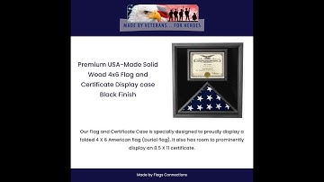 Flags connections Premium USA Made Solid Wood 4x6 Flag and Certificate Display case Black Finish