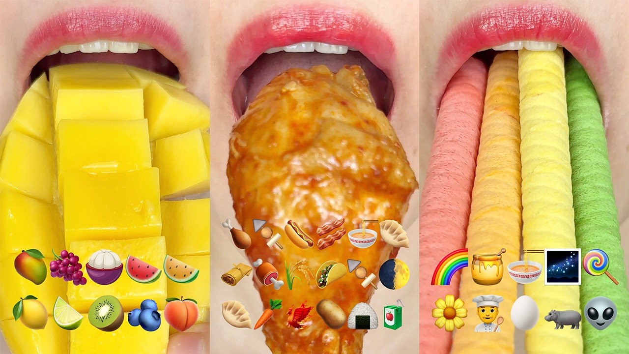 asmr 30 MINUTES EMOJI FOOD CHALLENGE (DANGBEE TIKTOK COMPILATION) 틱톡 30분 이모지 먹방 모음집 eating sounds