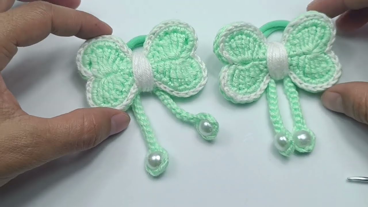 HERMOSOS ganchos coquette para el cabello paso a paso / coletero tejido a crochet