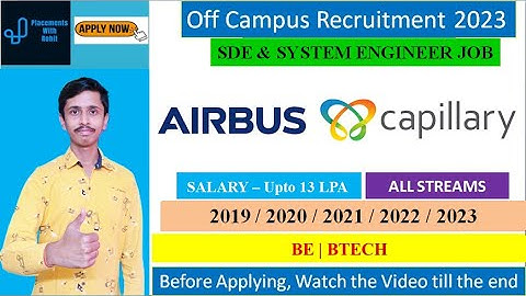 Airbus Recruitment 2023 | Capillary Recruitment 2023 for Freshers | SDE & System Engineer Role | Job