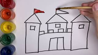 How To Draw a Castle VERY EASY For Kids | Bolalar uchun qal&#39;a chizish | Рисование замок для детей