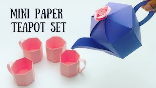 DIY MINI PAPER TEAPOT AND CUPS / Paper Craft / mini Paper Teapot set crafts / mini paper cup