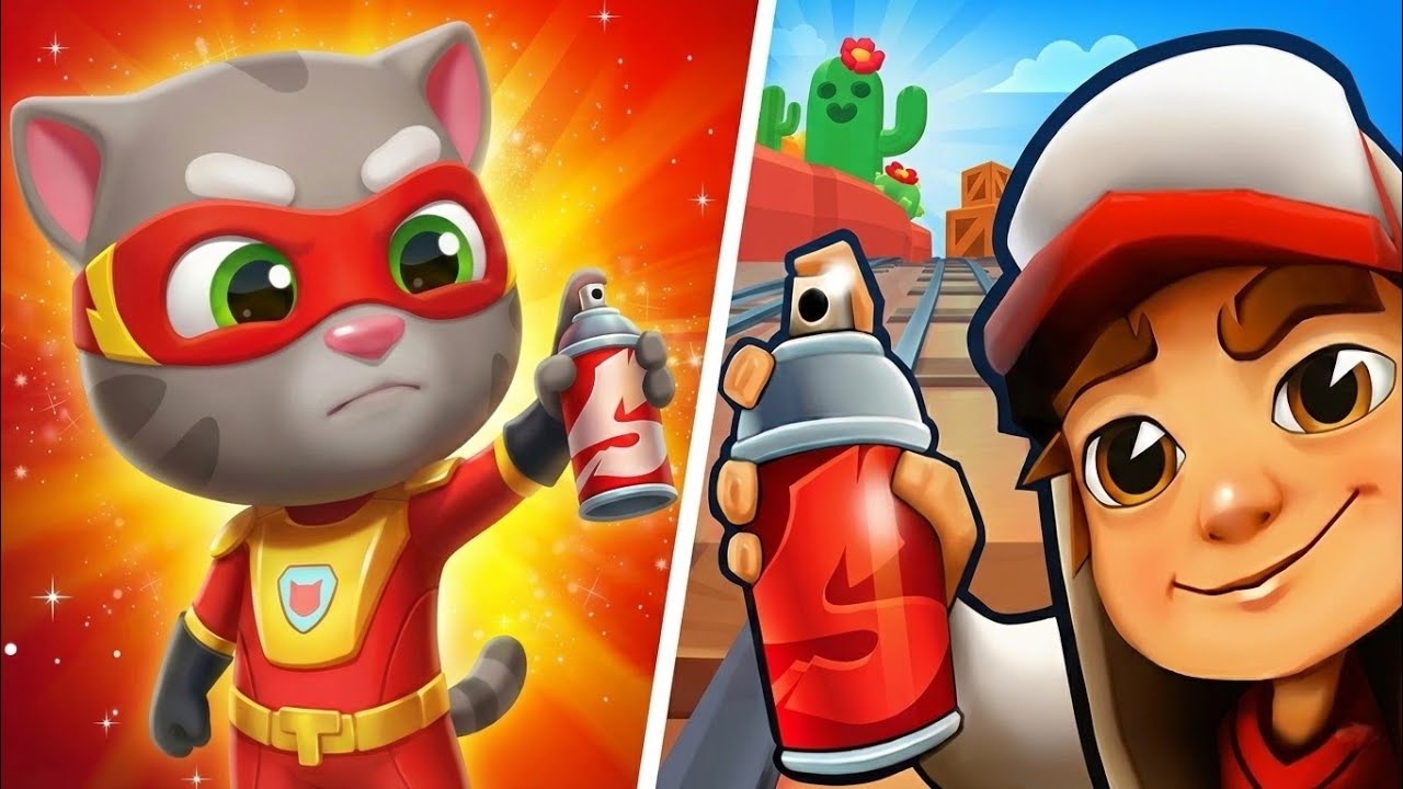 Subway Surfer VS Talking Tom Hero Dash - New Update Subway Surfers Hollywood And Hero Dash Gameplay!