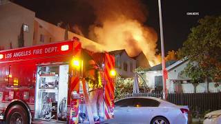 Firefighters Douse Flames Consuming 3-Story Fourplex in Koreatown
