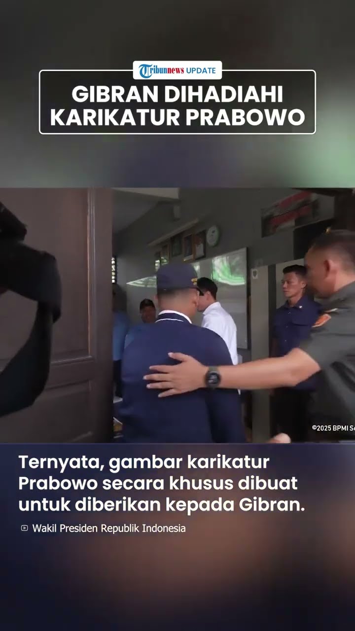 VIRAL Wapres Gibran Dapat Hadiah Gambar Karikatur Prabowo Saat Tinjau Makan Bergizi Gratis