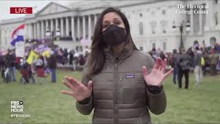 WATCH: Scene outside the U.S. Capitol as protesters storm the building As protesters broke into the U.S. Capitol amid lawmakers meeting on the Electoral College vote count, PBS NewsHour's Amna Nawaz describes the scene ..., From YouTubeVideos