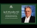 State Memorial Service for Mr Jack Mundey AO