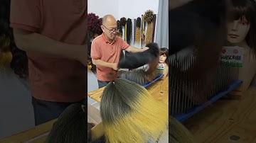 African synthetic wig making, pre-processing: color mixing. Wig making skills. Handmade. (168)