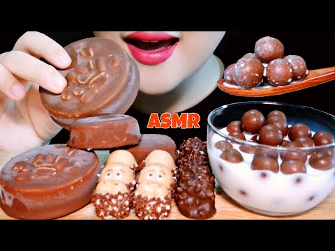 ASMR CHOCOLATE COVERED ICE CREAM AND CHOCOLATE 티코, 구구 아이스크림, 킨더 해피히포, 후퍼스 초코볼 EATING SOUNDS MUKBANG