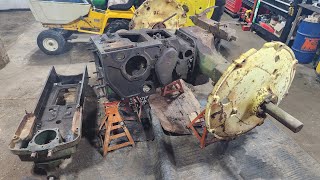 John Deere 60 Teardown  Part 2: Engine Block, Crankcase, Governor, Clutch, & Drawbar Removed