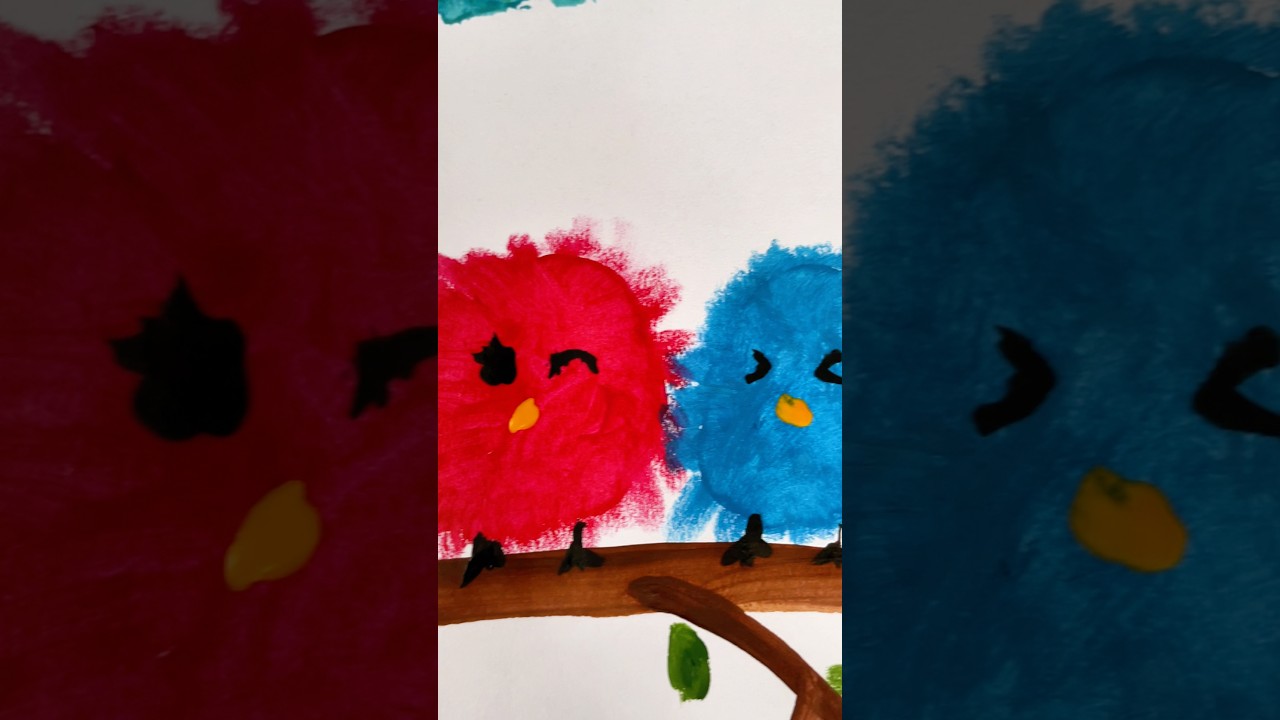 Cute Fluffy Birds Drawing Tutorial❤️💙💛💚 