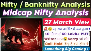 Midcap Nifty Prediction | NIFTY prediction & BANKNIFTY analysis for tomorrow | 27 March Wednesday