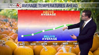 Tracking below average temperatures, Morning Forecast, October 14th, 2023