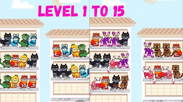 Cat Color Sort Puzzle level 1 To 15 | Gameplay Android Ios