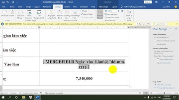 Định dạng ngày tháng Mailings trong word