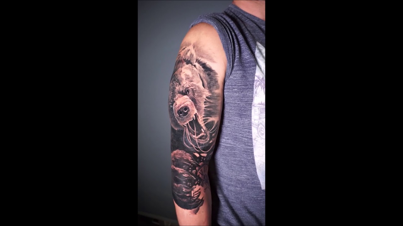 Bear Tattoo Sleeve In Progress Alo Loco Tattoo Youtube