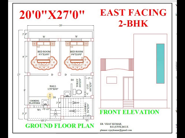 27-6 X 21-6 EAST FACING 2BHK(Affordable Home Plan)PARKING 