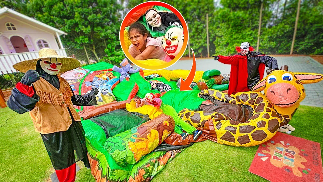 O PALHAÇO VAQUEIRO VEIO DESTRUIR NOSSO PARQUE INFLÁVEL GIGANTE