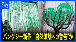 バンクシー新作　裸木と壁画で“葉が茂った木”に｜TBS NEWS DIG