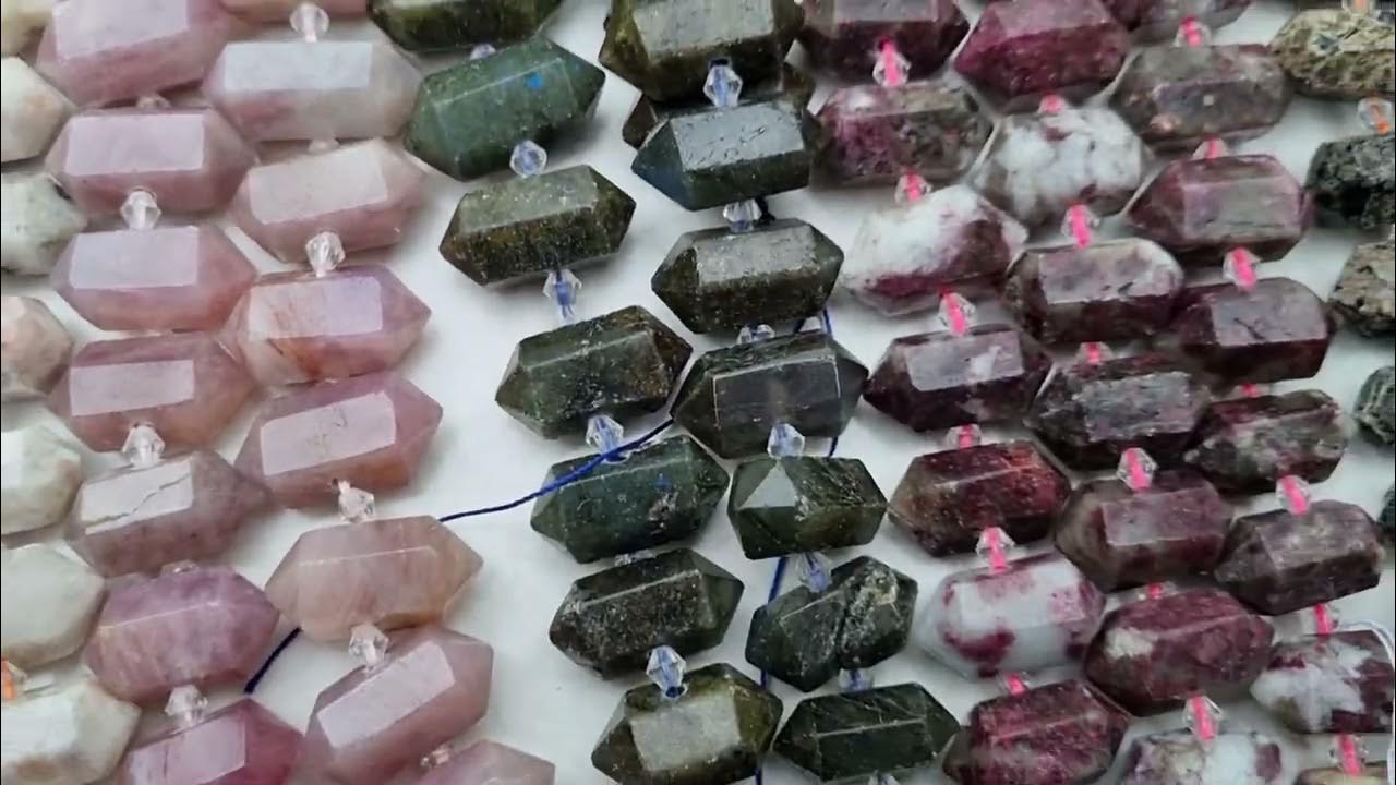 обзор бусин в виде кристаллов 😍 горный хрусталь, розовый кварц ...