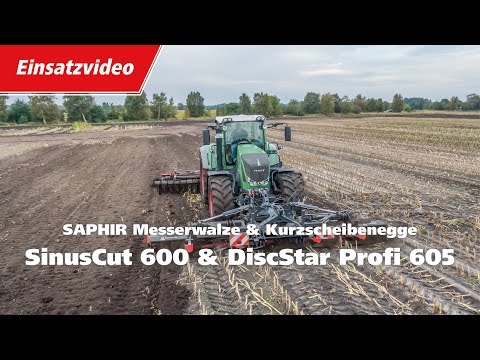 SAPHIR SinusCut 600 Messerwalze & SAPHIR DiscStar 605 Profi Kurzscheibenegge im Maisstoppelumbruch