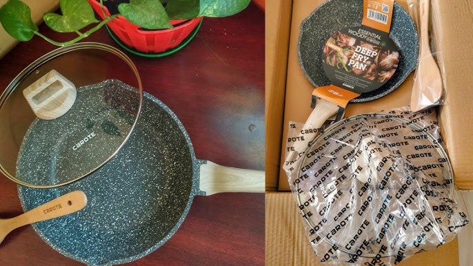 Buy Carote Non Stick Deep Frying Pan, Granite Kadai with Lid