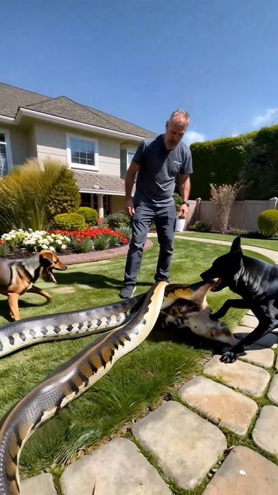 Intense Battle: Python vs Dogs 🐍🐕🏡🔥