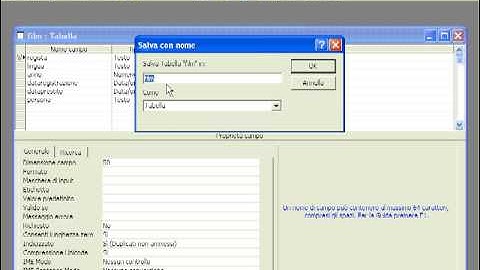 creare una nuova tabella nel database di access tutor virtuale in italiano