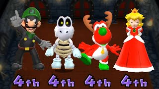 Mario Party 9 Minigame - Luigi Vs Dry Bones Vs Yoshi Vs Peach