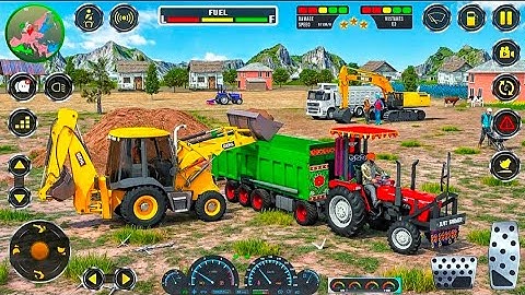 Jcb 3dx Eco Excellence Backhoe Machine Loading Red Mud In Mahindra 4WD Tractor and Swaraj Tractor