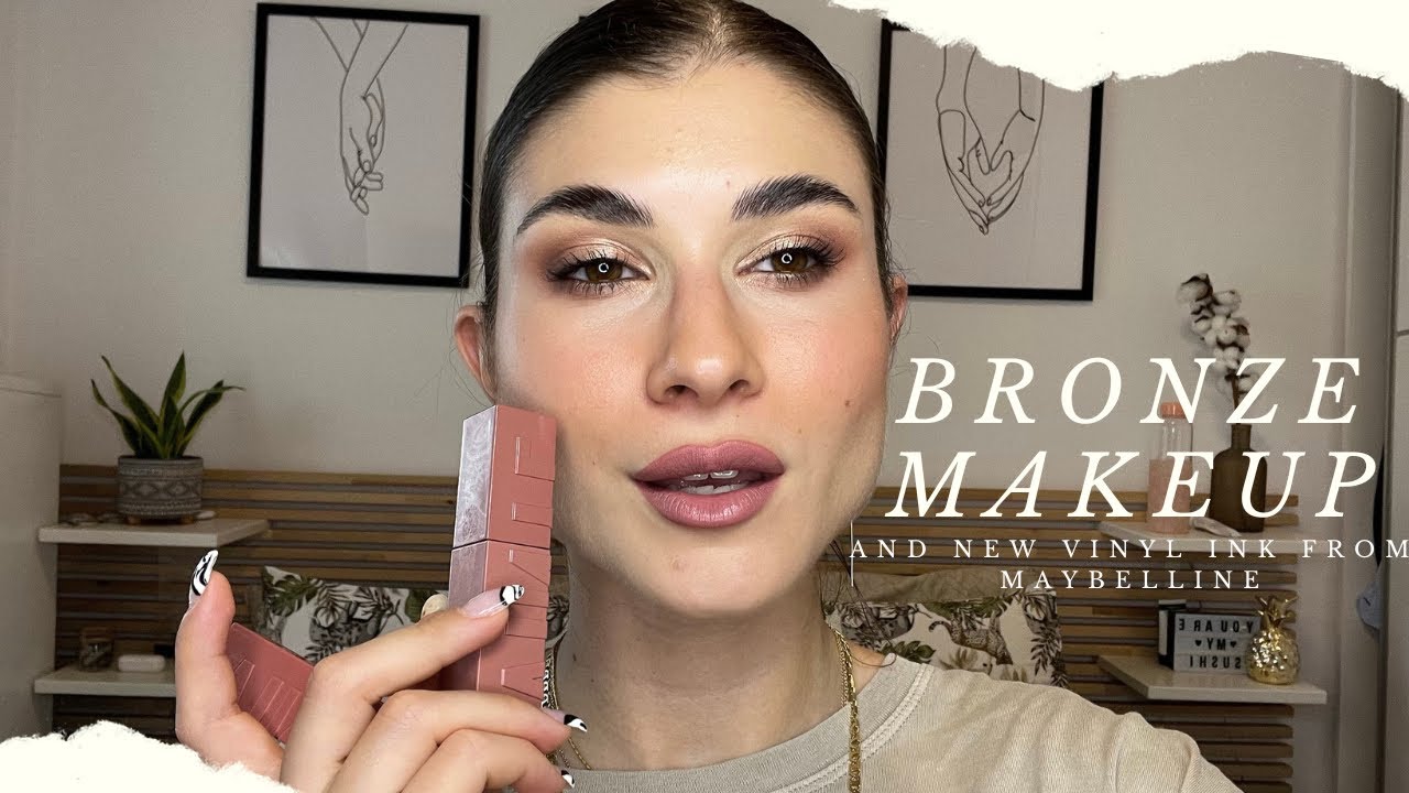 Bronze makeup | δοκιμάζω τα νέα Vinyl ink της Maybelline | Kalina