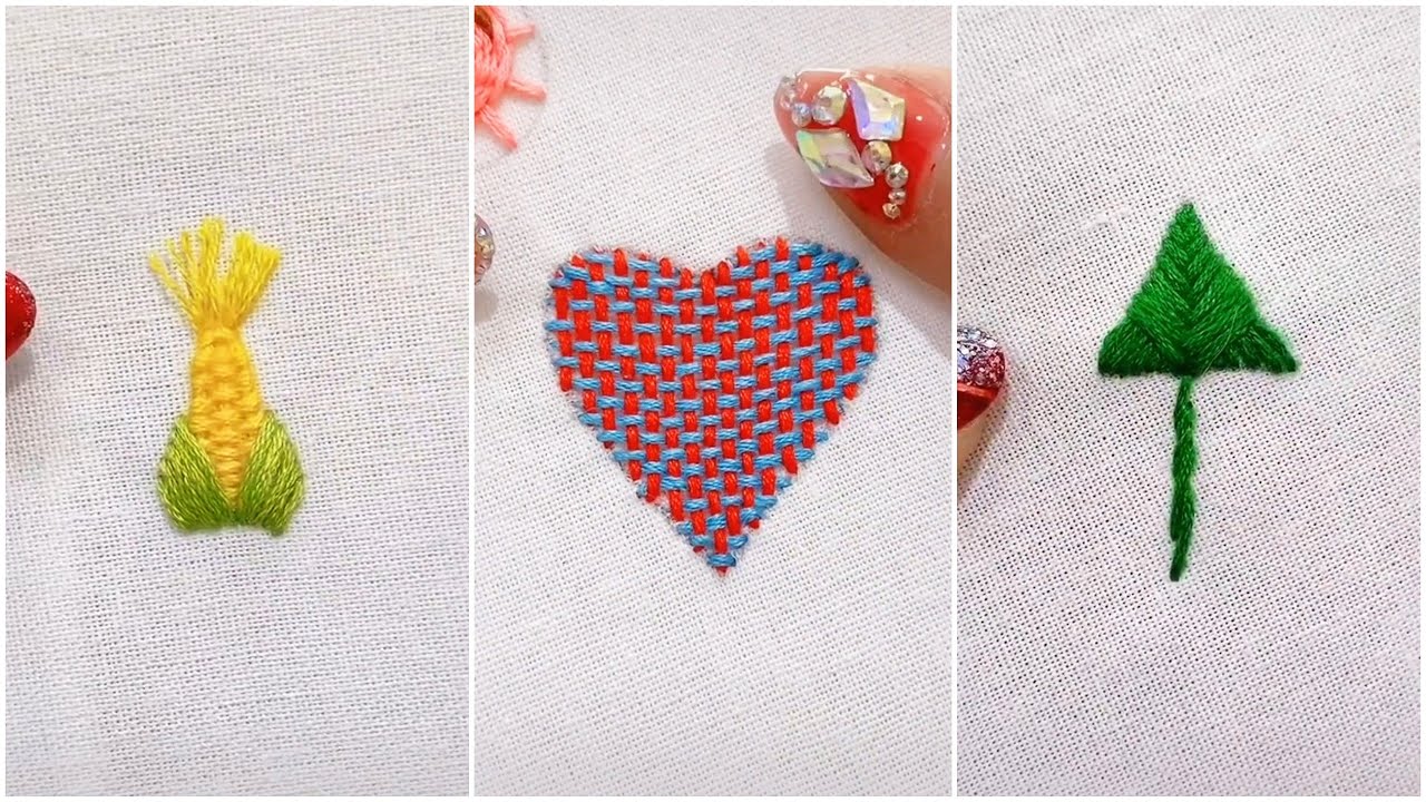 Thêu hình trái tim vá vết rách cực đẹp, thêu hình cute | H Simple Art ...