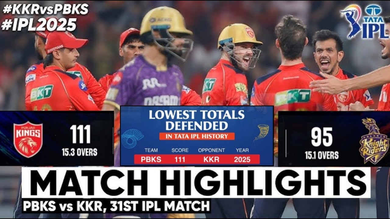 PUNJAB DEFEND LOWEST TOTAL IN IPL HISTORY | IPL 2025: PBKS VS KKR FULL HIGHLIGHTS |