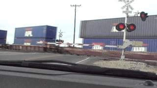 UP Stack train with AC4400 leading... Nice horn, Huge rumbles