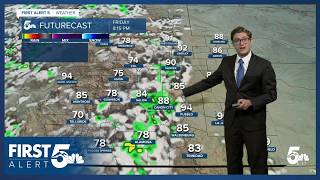 Hotter and drier Friday as high pressure re-develops with mountain storms
