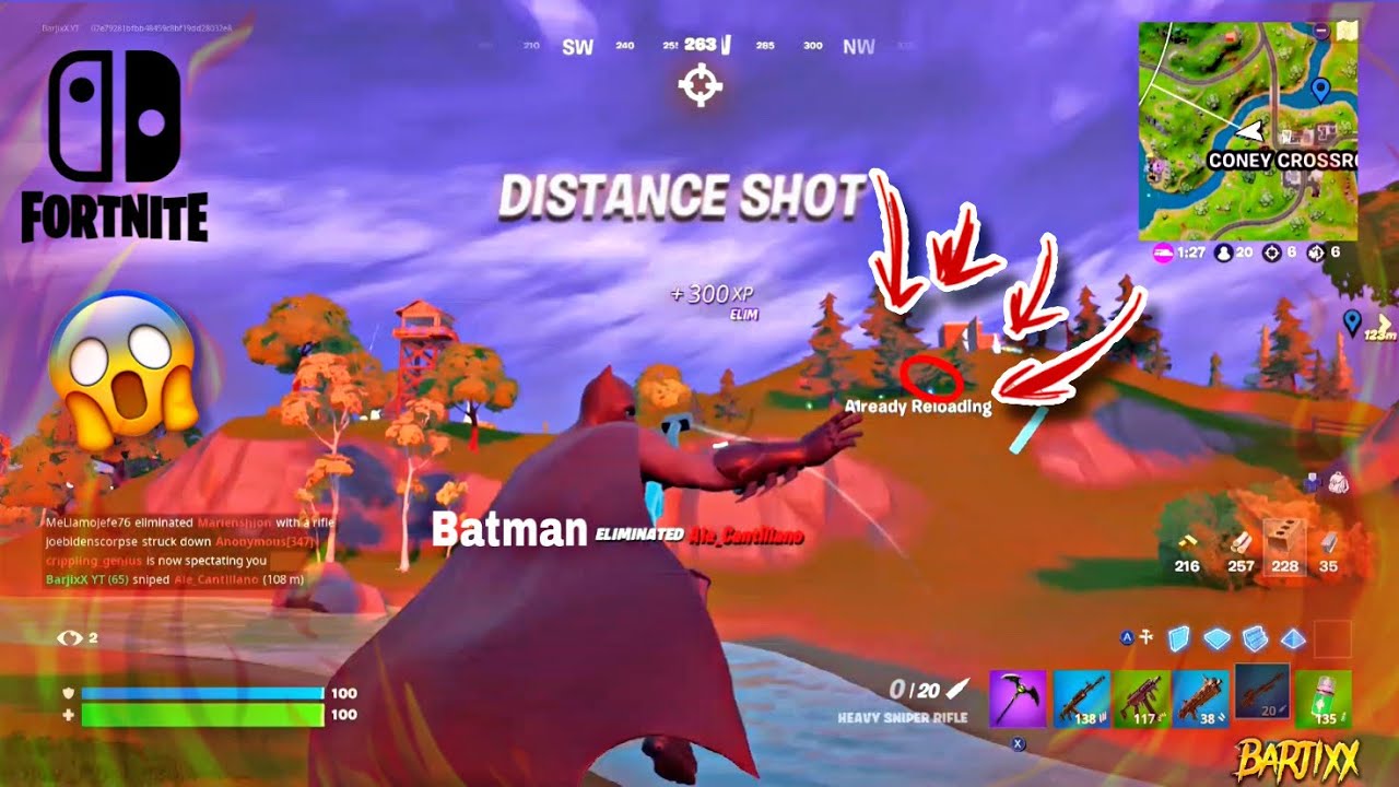 POV Batman vs heavy sniper 😳 Fortnite chapter 3 on Nintendo switch