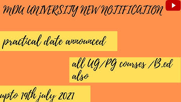 Practical Examination Notification// MDU university// UG/PG 2021/ B.ed practical exam dates out 2021